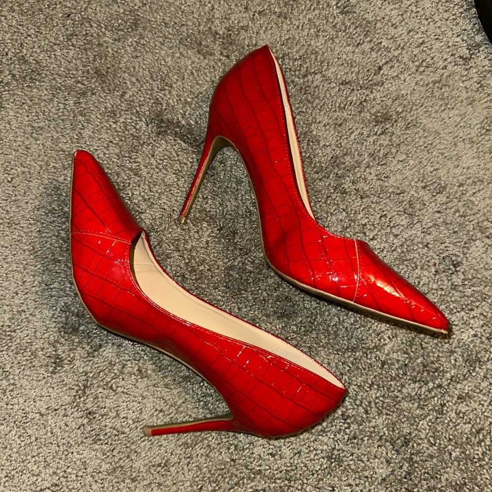 red leather heels